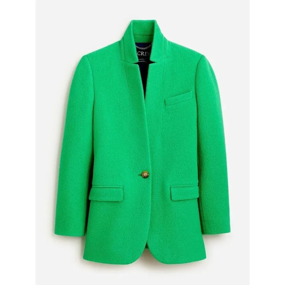 J.Crew LeightonโBlazer-Jacket Italian Boiled Wool Green Size 6 BA536